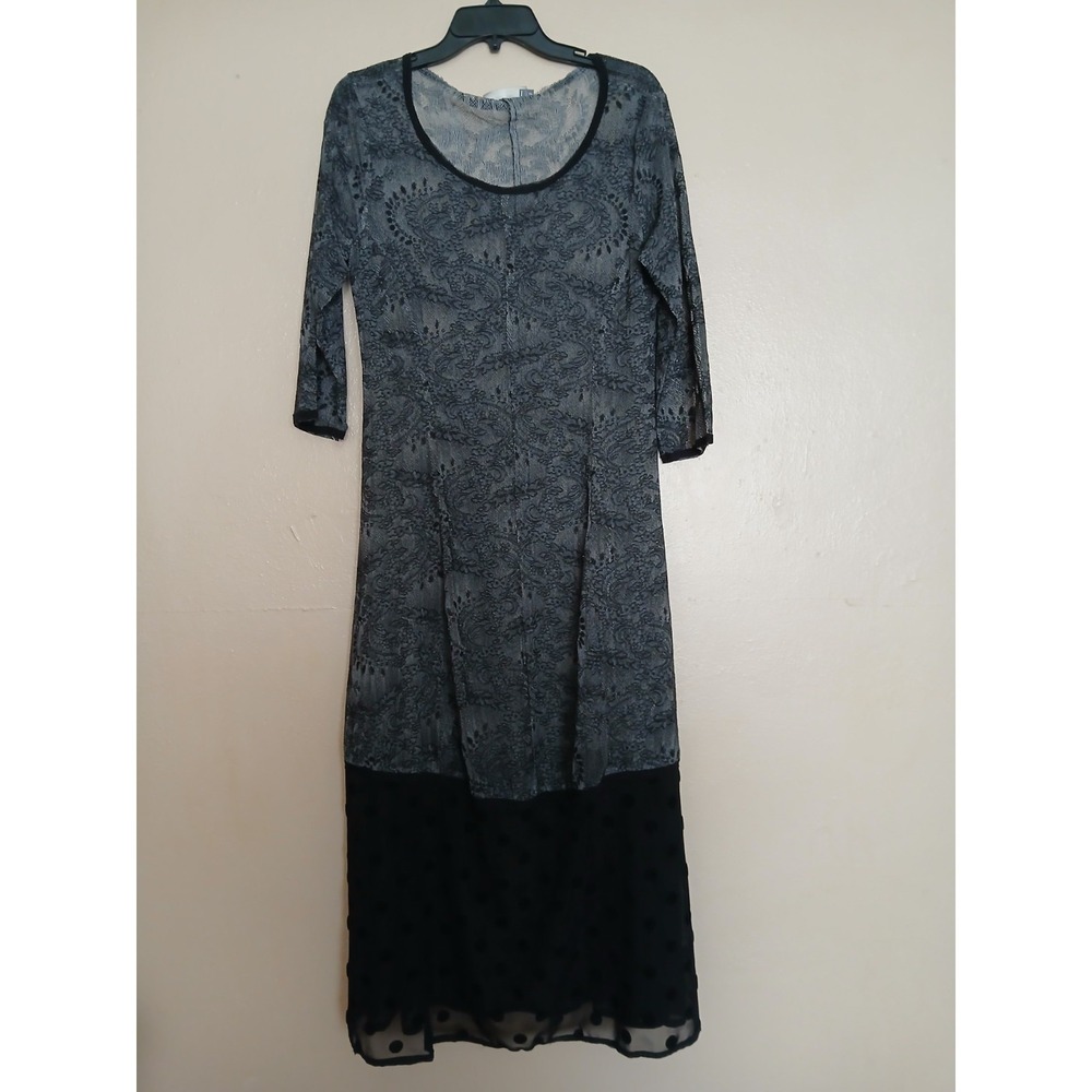 Alembika Dress 2 / US 8 Lace Maxi Mesh Velvet Artsy Lagenlook Boho Whimsigoth